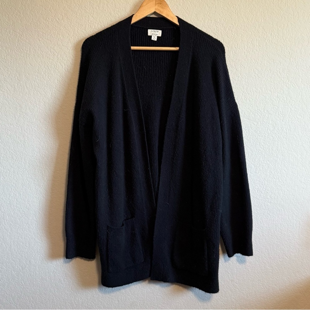 J Crew Long Open Front Cardigan Sweater Extra Soft Yarn Wool Blend BV337 Size XL